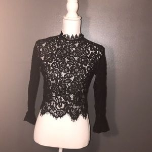 High neck lace top